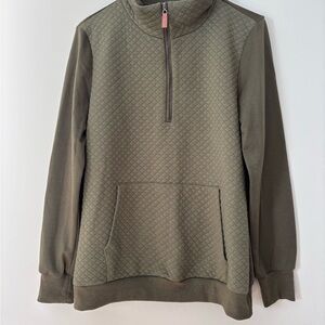 Men's Quilted Zip-Up Sweater - Olive
